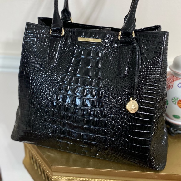 Brahmin Black Melbourne Croc Embossed Leather Tote - Picture 5 of 14